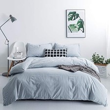 Gingham Duvet Cover 100 Washed Cotton Light Blue Plaid King Pale Blue Gingham