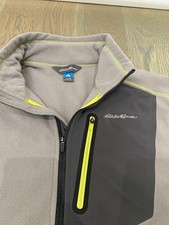 Eddie Bauer Men's Fleece Jacket 1/4 Zip Gray Black Yellow Medium