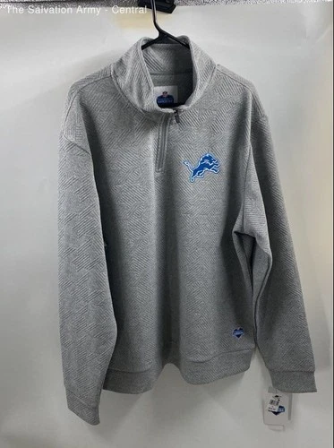 NFL Scouting Combine Mens Gray Detroit Lions 1/4 Zip Pullover Sweatshirt Size XL