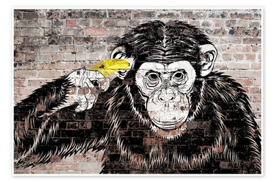 Poster Banksy - Banana Monkey - Pineapple Licensing