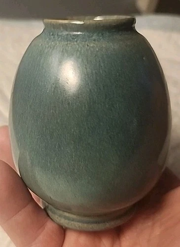 Vintage Frankoma Pottery Peacock Blue 502 Vase Bottom Marked No Damage