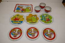 Vintage Goldilocks & The Three Bears Pots Plates,Cups & Sauce 10 Pieces USA Made