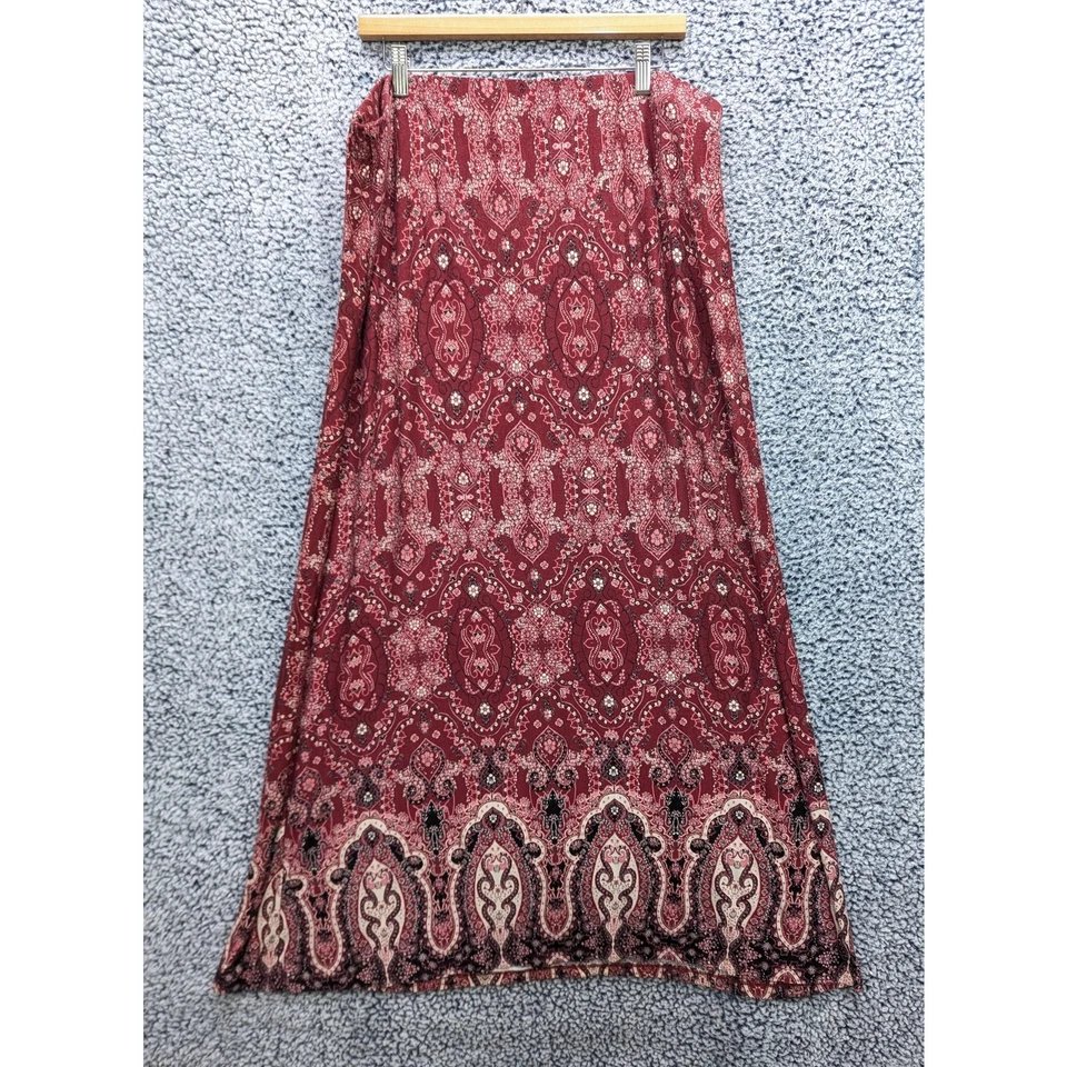 Style & Co. Saia Maxi Paisley Boho Tamanho XXL Puxar Cintura Elástica Vermelho Ocidental - Imagem 2 de 4