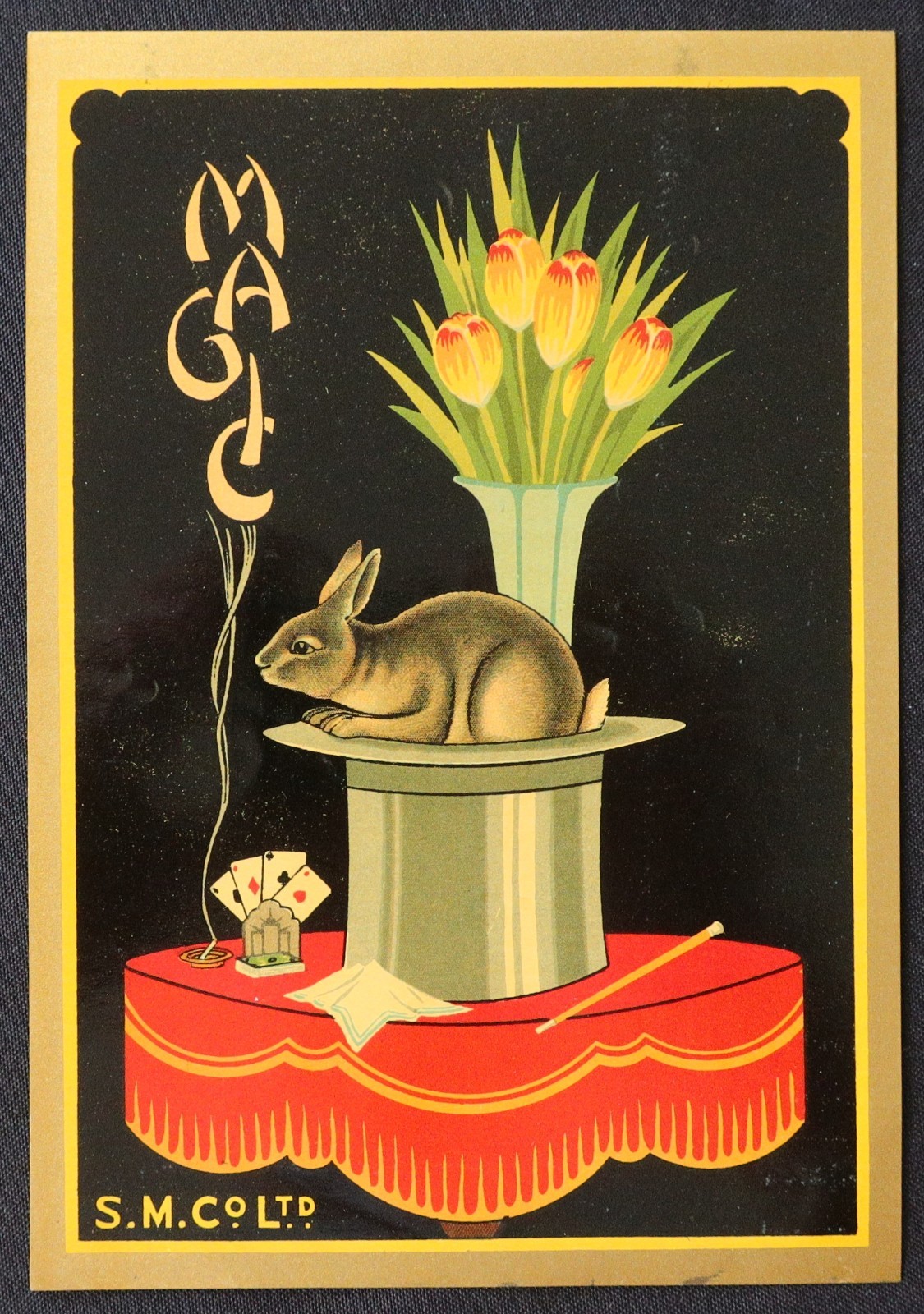 Antigua etiqueta MAGIC cigarrillo gato magia mago SMC