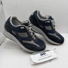 SAS Journey Mesh Comfort Walking Shoes Size 7 W Blue/Gray No Inserts Extra Laces