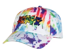 Grateful Dead Embroidered Dancing Bears Tie-Dye Adjustable Snapback Dad Hat Cap