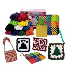7inch Cotton Potholder Metal Weaving Loom Loops Kit,11 Colors Loom Kit with 4...
