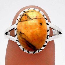 Natural Honey Dendritic Opal 925 Sterling Silver Ring s.9 Jewelry R-1074