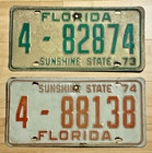 2-FLORDIA Sunshine State Lic Plate #4-82874 & #4-88138 — photo 1