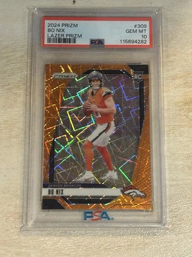 BO NIX 2024 PANINI PRIZM ROOKIE ORANGE LAZER BRONCOS RC PSA 10 Sh