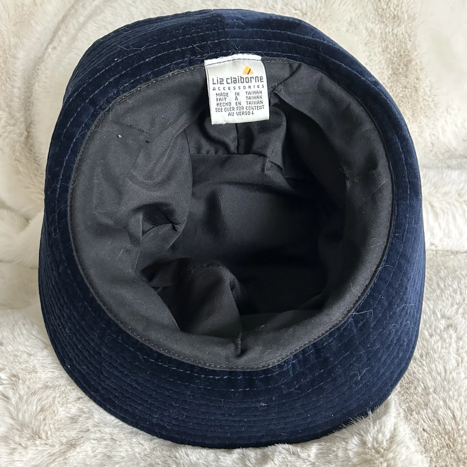 Sombrero de terciopelo de felpa azul profundo Liz Claiborne para mujer Foto 4 de 4