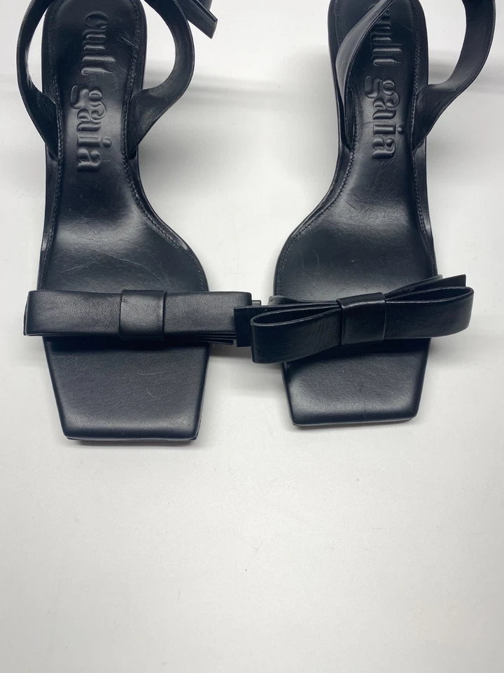 Sandalias de tacón Cult Gaia para mujer 50 mm Tyla de cuero negro con lazo talla 8 Foto 4 de 4