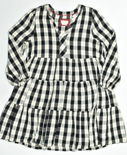 Maeve by Anthropologie Plaid Tiered V-Neck Mini Dress Size 1X Black White Long