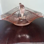 Exquisite Antique Fenton Pink Depression Glass Double Handle Swan Candy Dish