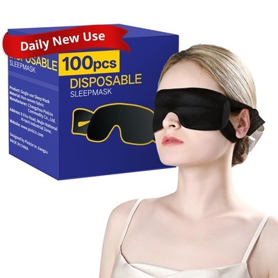 CROUVM 100 Packs Disposable Sleep Masks Bulk, Blackout Blindfolds for Men Wom...