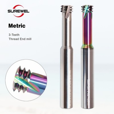 Carbide Thread End Mill Milling Cutter Three Tooth CNC DLC Coating M8 M10 M5 M6