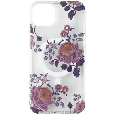 Coach MagSafe Case iPhone 12 Pro Max Moody Floral Purple Glitter Clear