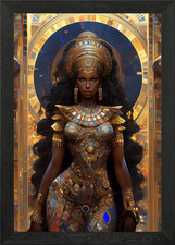 Egyptian African Goddess Framed Wall Art Poster Canvas Print Picture