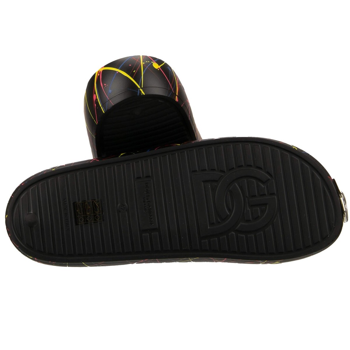 DOLCE & GABBANA DG Metal Logo Hand Paint Plateau Slides Sandals
