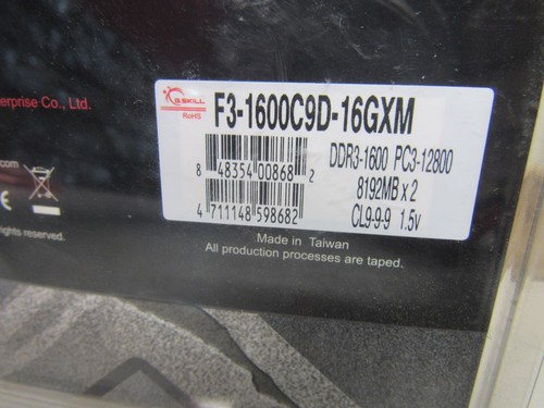 G.Skill Ripjaws F3-1600C9D-16GXM DDR3-1600 PC3-12800 8192MBx2 NEW IN PACKAGE !! - Picture 4 of 5