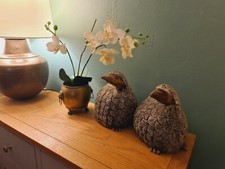 Vintage Wooden Birds Hand Carved Guinea Foul Partridge Artisan Home Deco X 2