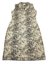 Calvin Klein Womens Stretch Sheath Sleeveless V Neck Dress Sz 10 Animal Print