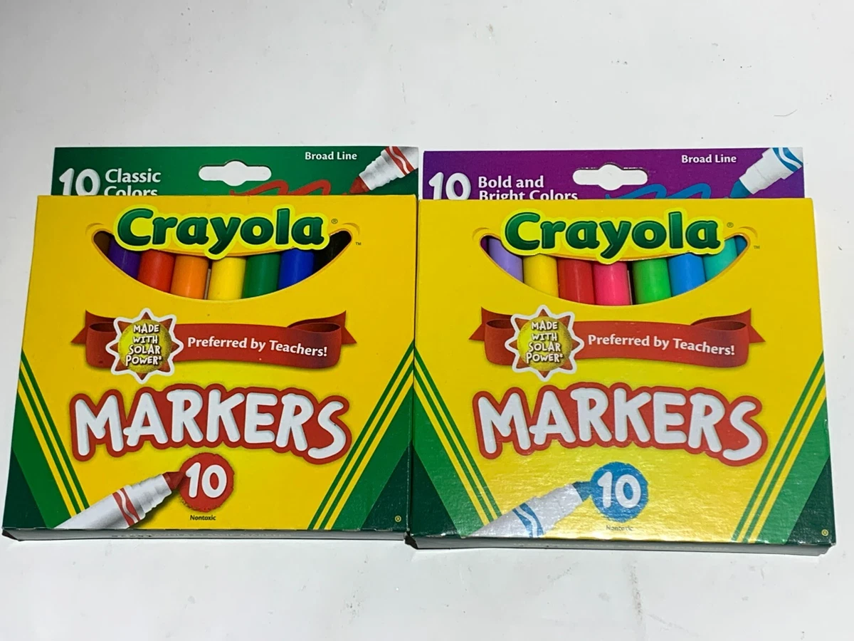 Crayola Marker Set, Bundle of (2) 10-Pack - 1 Classic & 1 Bold and Bright  Colors