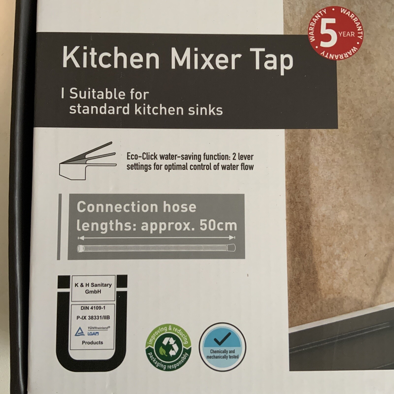 Livarno Home Kitchen Mixer Tap Swivel 33x21.5x5cm Eco Click Flow Control eBay
