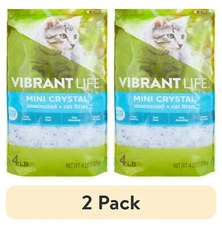 (2 pack) Vibrant Life Mini Crystal Unscented Cat Litter, 4 lb,Mini