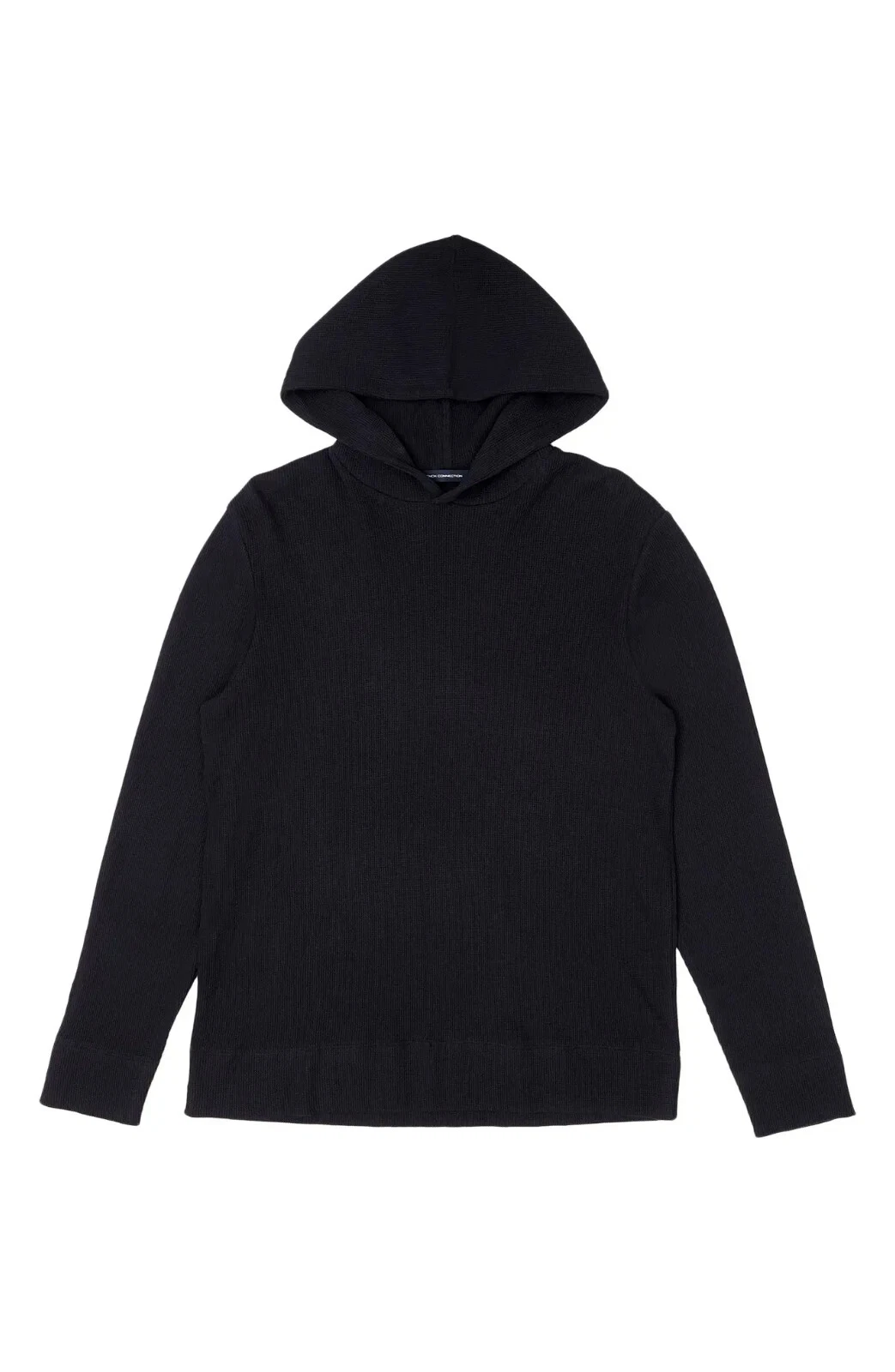 French Connection Men's Waffle Knit Cotton Hoodie in Black Size S MSRP $78