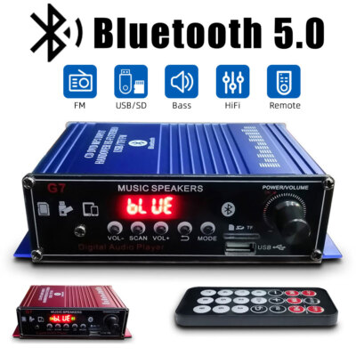Bluetooth Digital Stereo Audio 2 Channels Amplifier Power Amp DC 12V FM Car Home