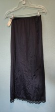 Vtg NOS Half slip Black Long LORRAINE Nylon lace retro pin-up with tags Small