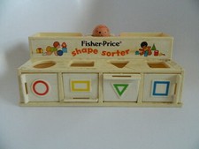 1974 Fisher Price Shape Sorter Colored Blocks Hole Matching Toddler Toy