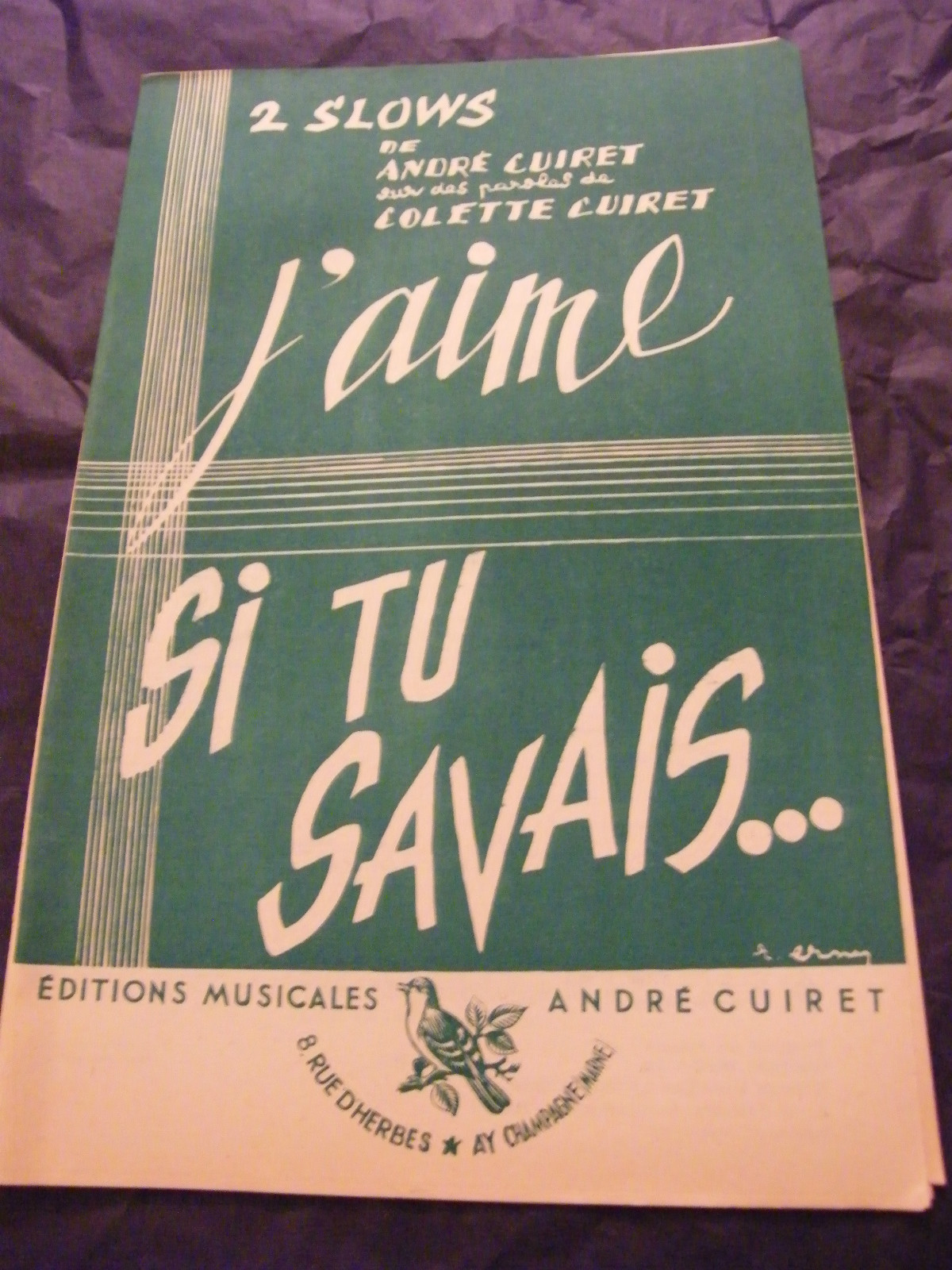 Partition I Love and If You Knew André and Colette Cuiret 1955
