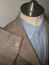 42L Ermenegildo Zegna Trofeo Brown Blue Glen Plaid Coat Blazer Suit Jacket