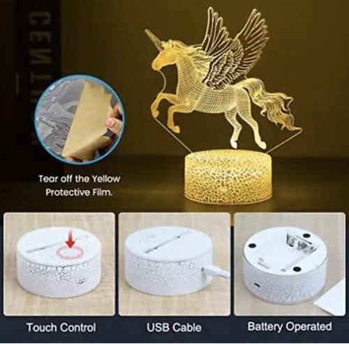 3D Flying Unicorn Night Light LED Illusion Lamp with Remote Control - Picture 6 of 17