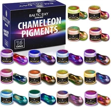 Epoxy Resin Color Pigment Powder 16 Jars Chameleon & Holographic Mica Powder Kit