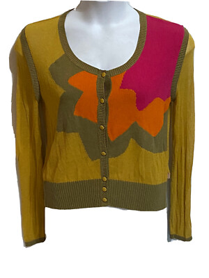 Oilily Women's Multicolor cardigan Sweater Ultra Sheer Long￼ ￼ Sleeves￼ XL  NWT