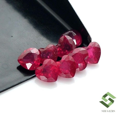 Natural Ruby Heart Shape Cut 6 mm Lot 08 Pcs 9.35 CTS Calibrated Loose Gems GF - Picture 6 of 8