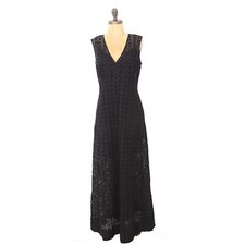 MADEWELL Eyelet V-Neck Maxi Dress 2 Black V-Neck Cottagecore Lined NEW Tag B30