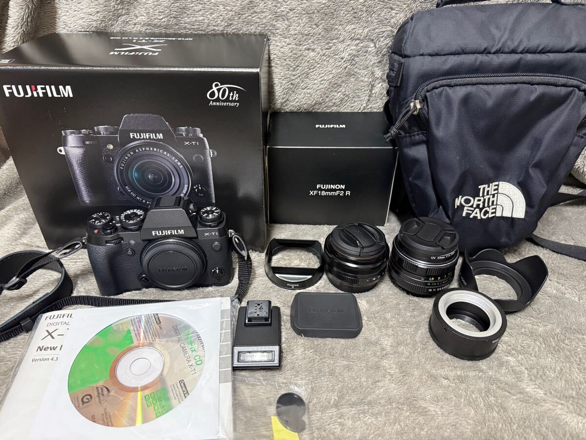 【Near MINT】FUJIFILM X-T1 16.3MP Mirrorless Digital Camera Black Lens set