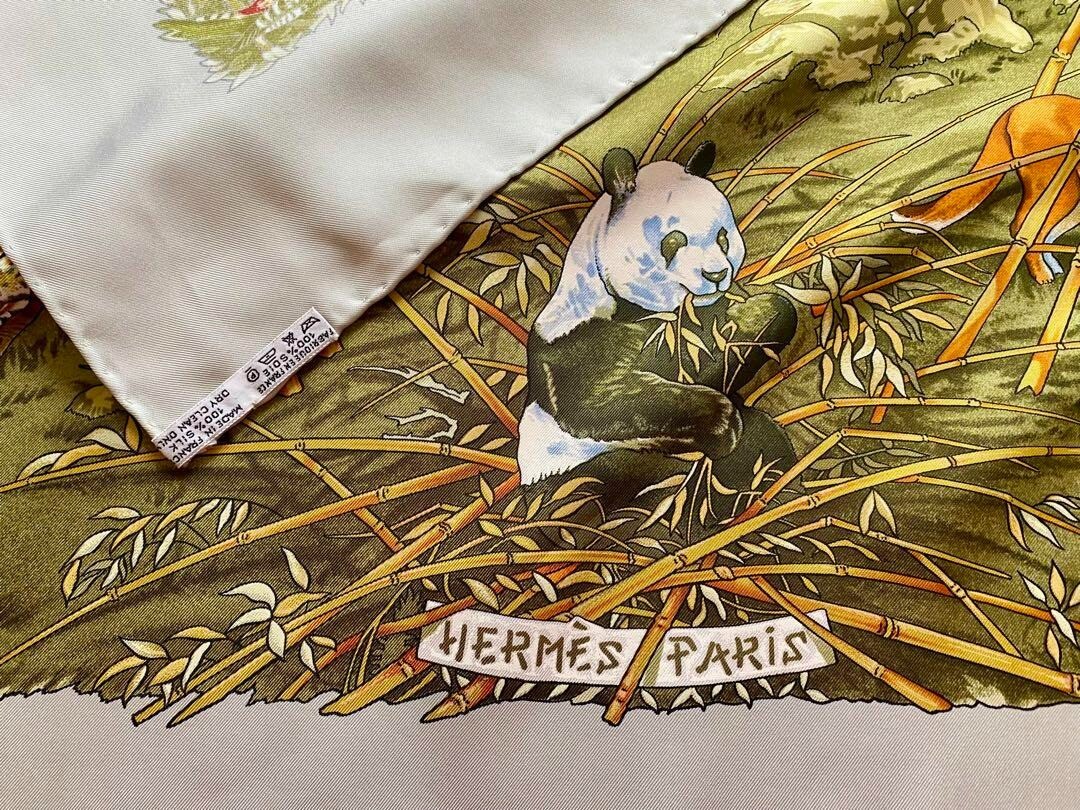 HERMES Carre 90 SICHUANE Silk Scarf Light blue 90cm Japan [Used