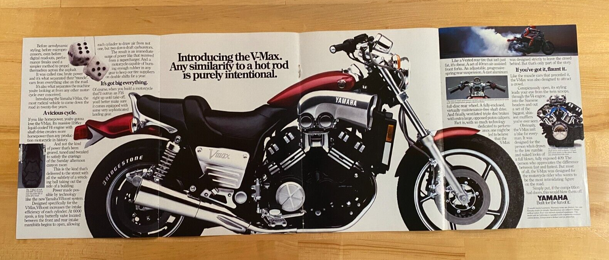 1985 Print Ad Yamaha V-Max SIMILARITY TO A HOT ROD IS INTENTIONAL