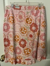 Fresh Produce Pink Floral Skirt Flaw Missing String In Waist M