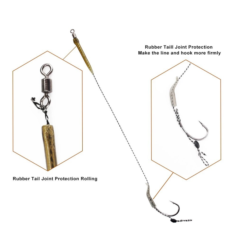 6PCS Carp Fishing Ready Made Pre Tied Hair Rigs With Barbed Hook In