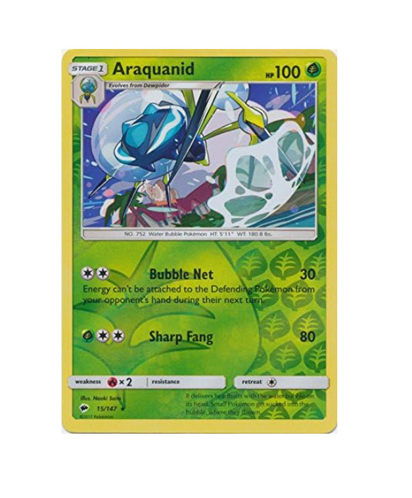 Pokemon - Araquanid - 15/147 - Rare Reverse Holo - Burning Shadows - NM/M
