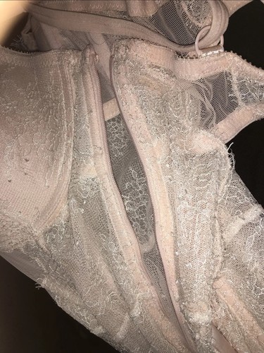 Victoria’s Secret WN SZ 36D Bustier Pink/White Lace Side Zip Push Up BRA BRIDAL - Picture 11 of 12