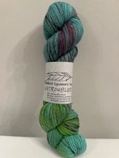 Hand Dyed Yarn Skein Multicolor 100% SW Merino Wool Blue Purple Green
