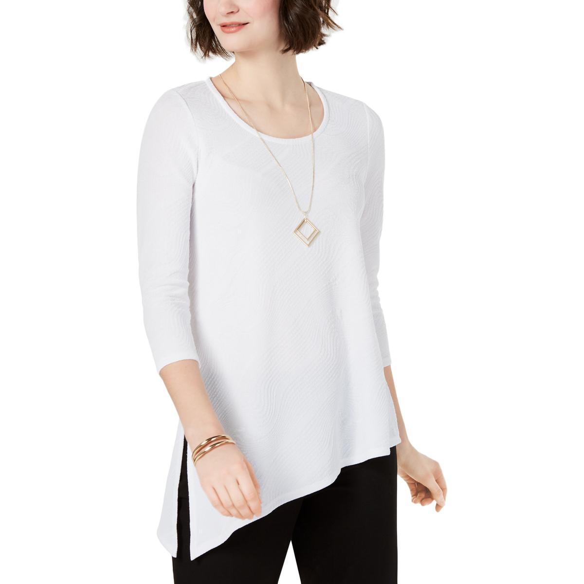 Женская белая асимметричная текстурированная туника-топ-рубашка JM Collection L BHFO 6017