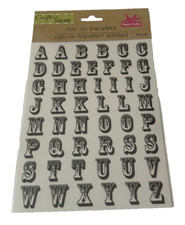 Crafter  s Square Rub on Transfer Alphabet Capital Upper Case Black Letters NEW